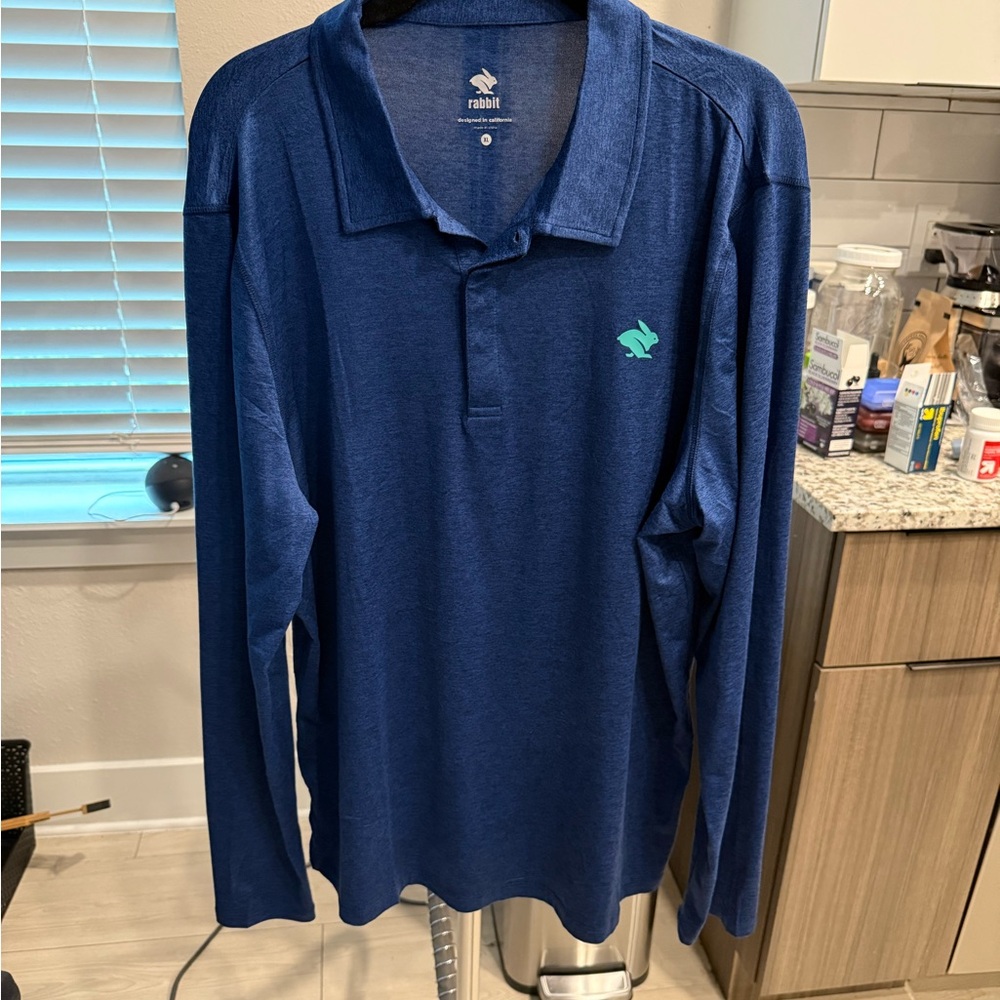 Rabbit Running Classic Blue Long-Sleeve Super Lightweight Polo Shirt
